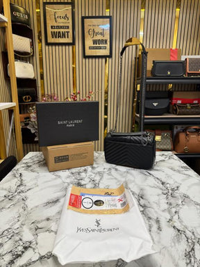 YSL SAINT LAURENT COLLEGE SILVER CHAIN BAG  DUBBLE BOX PACKING (10888)