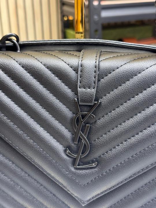 YSL SAINT LAURENT COLLEGE BLACK CHAIN BAG  DUBBLE BOX PACKING (10888)