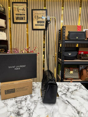 YSL SAINT LAURENT COLLEGE BLACK CHAIN BAG  DUBBLE BOX PACKING (10888)