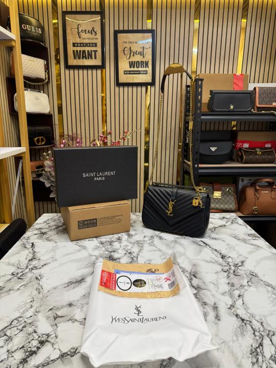 YSL SAINT LAURENT COLLEGE GOLDEN CHAIN BAG DUBBLE BOX PACKING (10888)