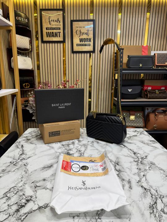 YSL SAINT LAURENT COLLEGE GOLDEN CHAIN BAG DUBBLE BOX PACKING (10888)