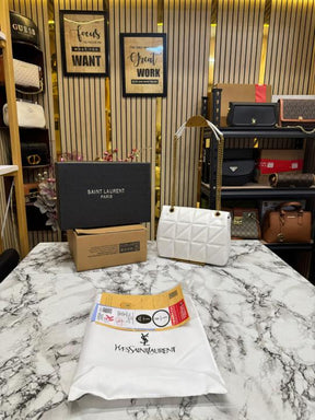 Ysl Saint Laurent Laulau Shoulder Bag With Double Og Box And Dust Bag (White)