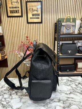 Christian  Dior  Saddle  Oblique  BackPack  With  Dust  Bag  (Full  Black)