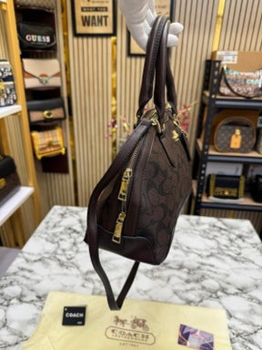 Coach  Signature  Alma  Domed  Satchel  With  Dusty  Bag  And  Card  (C502  Coffee)