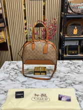 Coach  Signature  Alma  Domed  Satchel  With  Dusty  Bag  And  Card  (C502  Apricot  Brown)