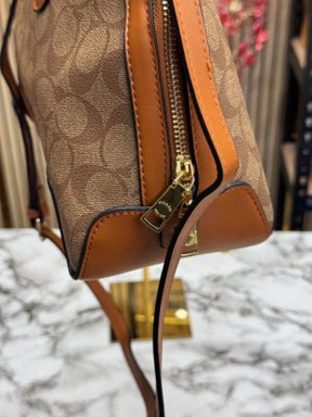 Coach  Signature  Alma  Domed  Satchel  With  Dusty  Bag  And  Card  (C502  Apricot  Brown)