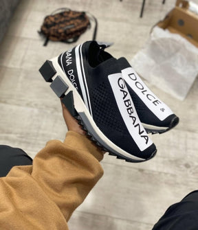 dolcee and Gabbana Black White Slip On Sorrento Sneakers