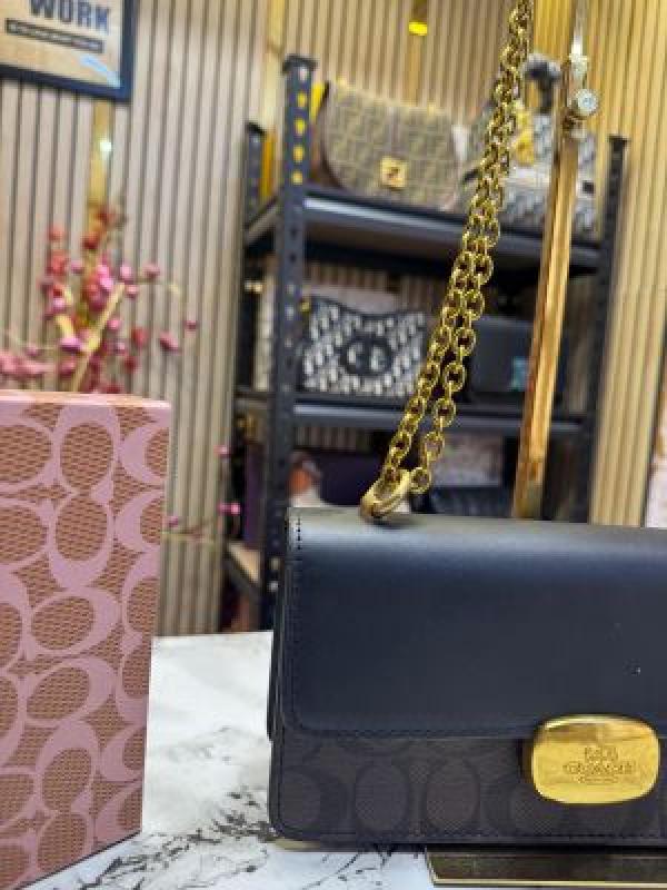 Coach  Eliza  Flap  Crossbody  Shoulder  Bag  (Coffee  Black)