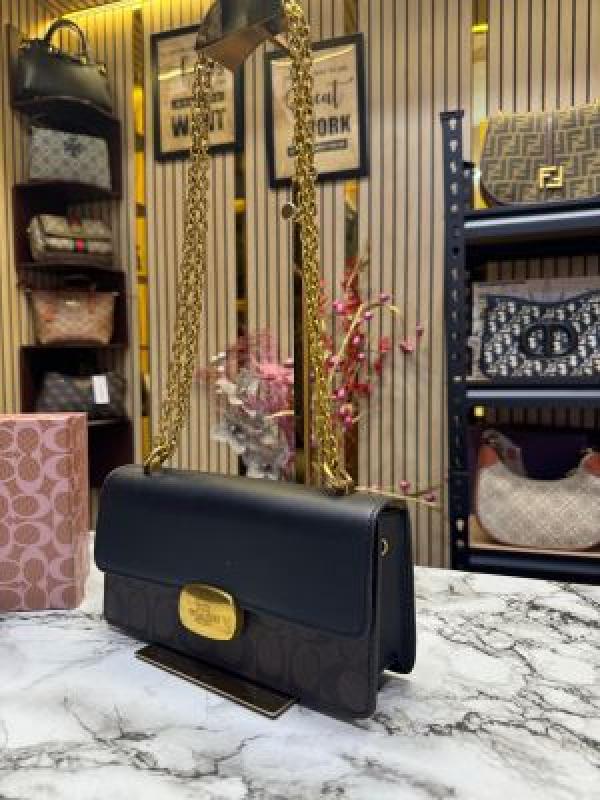 Coach  Eliza  Flap  Crossbody  Shoulder  Bag  (Coffee  Black)