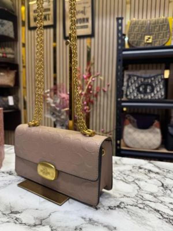 Coach  Eliza  Flap  Crossbody  Shoulder  Bag  With  Og  Box  And  Dust  Bag  (Khaki  Embossed)