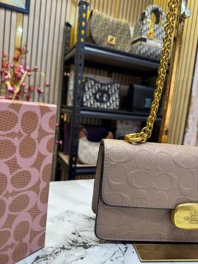Coach  Eliza  Flap  Crossbody  Shoulder  Bag  With  Og  Box  And  Dust  Bag  (Khaki  Embossed)
