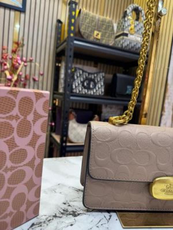 Coach  Eliza  Flap  Crossbody  Shoulder  Bag  With  Og  Box  And  Dust  Bag  (Khaki  Embossed)