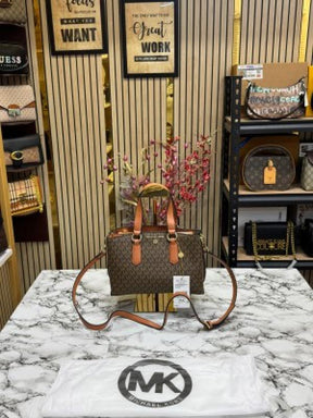 Michael  Kors Emma Satchel Bag With Dust Bag (Brown)