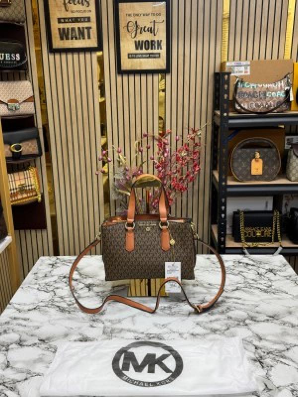 Michael  Kors Emma Satchel Bag With Dust Bag (Brown)