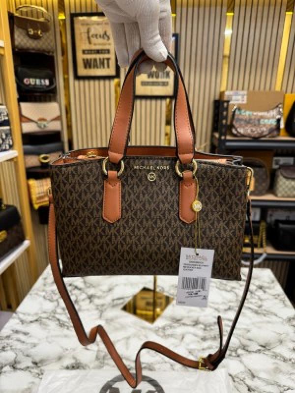 Michael  Kors Emma Satchel Bag With Dust Bag (Brown)