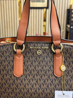 Michael  Kors Emma Satchel Bag With Dust Bag (Brown)