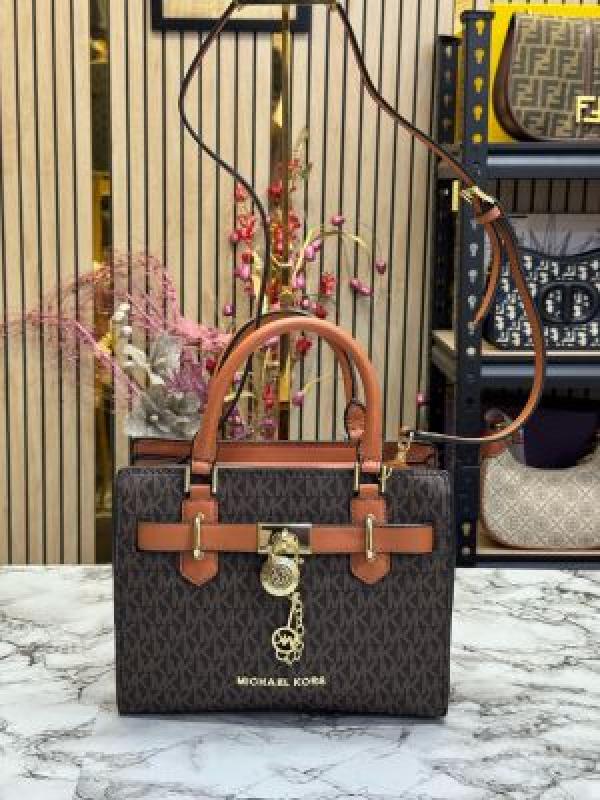 MICHAEL  KORS LAILA SIGNATURE SATCHEL BAG WITH OG BOX AND DUST BAG PREMIUM QUALITY 2058