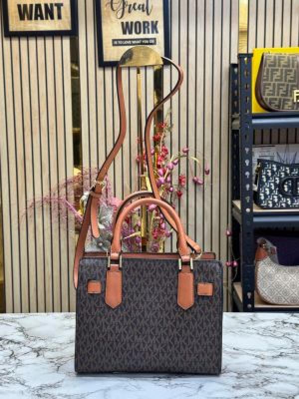MICHAEL  KORS LAILA SIGNATURE SATCHEL BAG WITH OG BOX AND DUST BAG PREMIUM QUALITY 2058