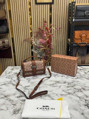 COAC  H STUDDED WITH OG BOX AND DUST BAG PREMIUM QUALITY (BROWN)