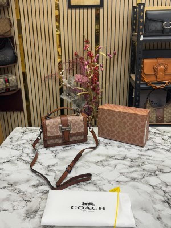 COAC  H STUDDED WITH OG BOX AND DUST BAG PREMIUM QUALITY (BROWN)