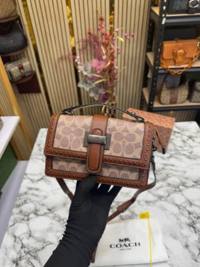COAC  H STUDDED WITH OG BOX AND DUST BAG PREMIUM QUALITY (BROWN)