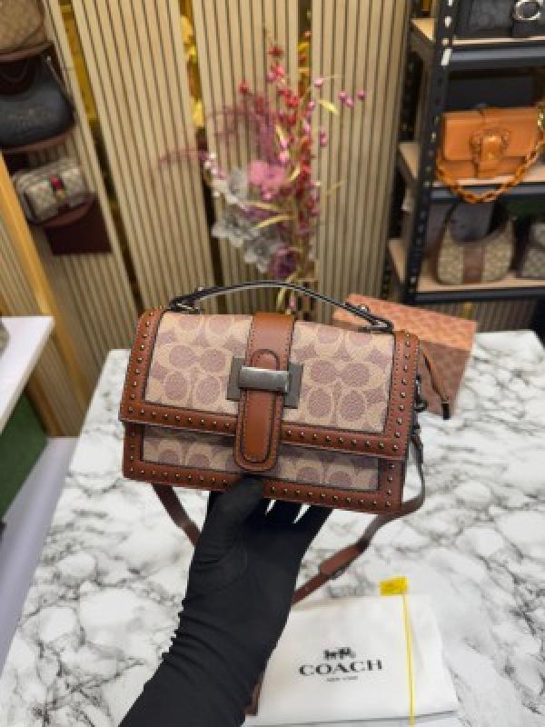 COAC  H STUDDED WITH OG BOX AND DUST BAG PREMIUM QUALITY (BROWN)