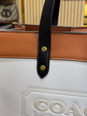Coach  Field  Tote  Bag  Two  Tone  In  Colorblock  Signature  With  Double  Og  Box  And  DustBag  Including  CarryBag  (Brown)