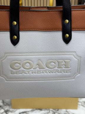 Coach  Field  Tote  Bag  Two  Tone  In  Colorblock  Signature  With  Double  Og  Box  And  DustBag  Including  CarryBag  (Brown)