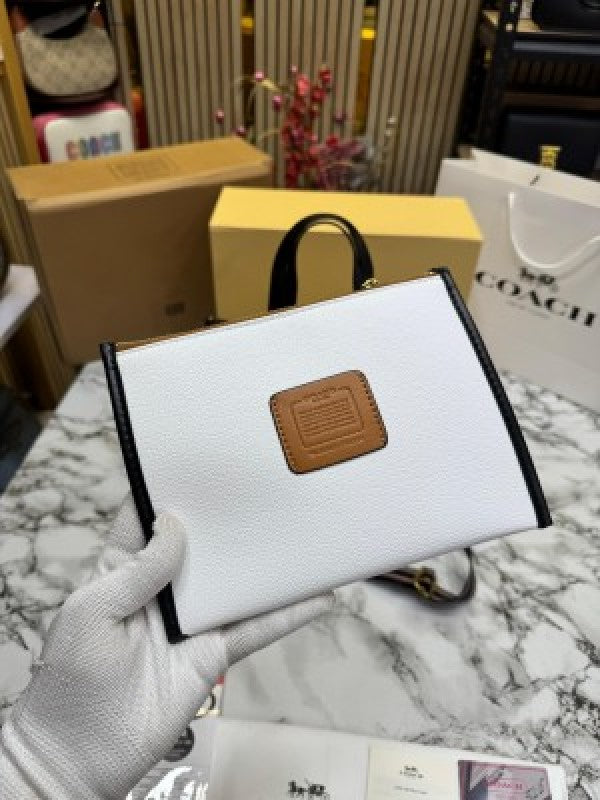 Coach  Field  Tote  Bag  Two  Tone  In  Colorblock  Signature  With  Double  Og  Box  And  DustBag  Including  CarryBag  (Brown)
