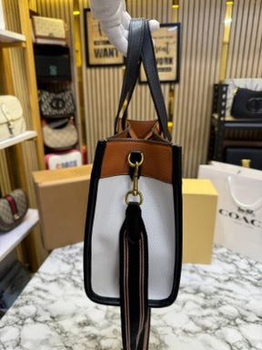 Coach  Field  Tote  Bag  Two  Tone  In  Colorblock  Signature  With  Double  Og  Box  And  DustBag  Including  CarryBag  (Brown)