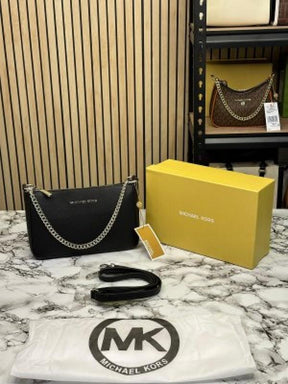 MICHAEL  KORS WOMEN PVC LEATHER CROSSBODY BAG WITH OG BOX PREMIUM QUALITY (BLACK)