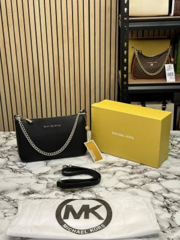MICHAEL  KORS WOMEN PVC LEATHER CROSSBODY BAG WITH OG BOX PREMIUM QUALITY (BLACK)