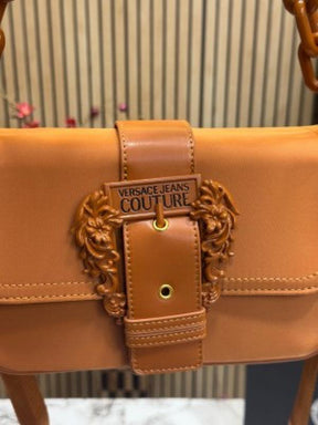 VERSACE JEANS COUTURE WOMENS CANTA SLING SHOULDER BAG WITH OG BOX AND DUST BAG PREMIUM QUALITY (BROWN)