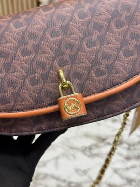 Michael  Kors Mila Empire Signature Logo Shoulder Bag With Box And Dust Bag Including CarryBag (Brown)