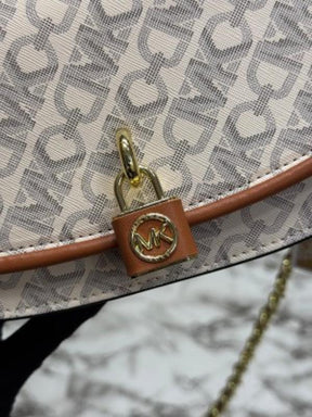 Michael  Kors Mila Empire Signature Logo Shoulder Bag With Box And Dust Bag Including CarryBag (Biege)