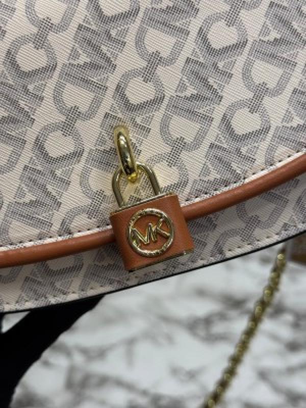 Michael  Kors Mila Empire Signature Logo Shoulder Bag With Box And Dust Bag Including CarryBag (Biege)