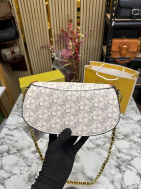 Michael  Kors Mila Empire Signature Logo Shoulder Bag With Box And Dust Bag Including CarryBag (Biege)