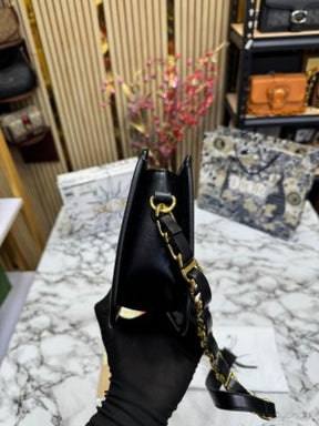 CHRISTIAN DIO  R SIGNATURE HOBO SHOULDER BAG WITH OG BOX AND DUST BAG INCLUDING CARRY BAG (FULL BLACK)