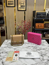 TORY  BURCH BROTCH SHOULDER BAG WITH OG BOX AND DUST BAG PREMIUM QUALITY (KHAKI)