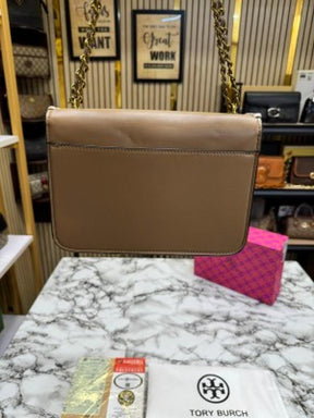 TORY  BURCH BROTCH SHOULDER BAG WITH OG BOX AND DUST BAG PREMIUM QUALITY (KHAKI)