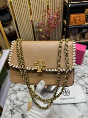 TORY  BURCH BROTCH SHOULDER BAG WITH OG BOX AND DUST BAG PREMIUM QUALITY (KHAKI)