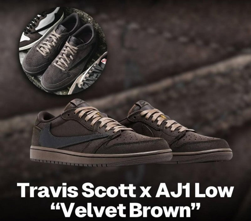 Travis scott x e Air jordan 1 low velvet brown semi ua