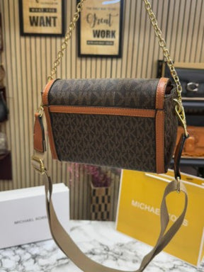 Michael Kor  s Freya Small Convertible Crossbody Bag with original box & caary bag (BROWN)