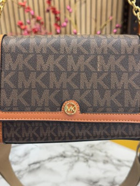 Michael Kor  s Freya Small Convertible Crossbody Bag with original box & caary bag (BROWN)