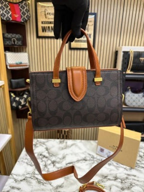 COAC  H TRENDY SIGNATURE SATCHEL BAG WITH OG BOX AND DUST BAG PREMIUM QUALITY (COFFEE BROWN)