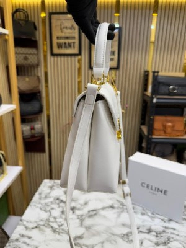 Celine Triomphe Classic Bag With Box And Dust Bag (White)