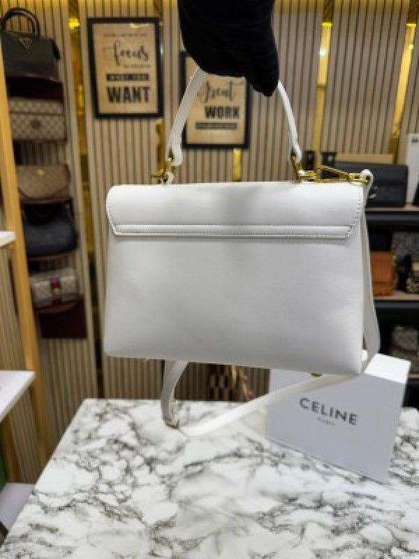 Celine Triomphe Classic Bag With Box And Dust Bag (White)