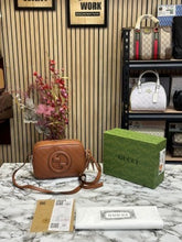 GUCC  I SOHO LEATHER HANDBAG WITH OG BOX AND DUST BAG (BROWN) (S5)