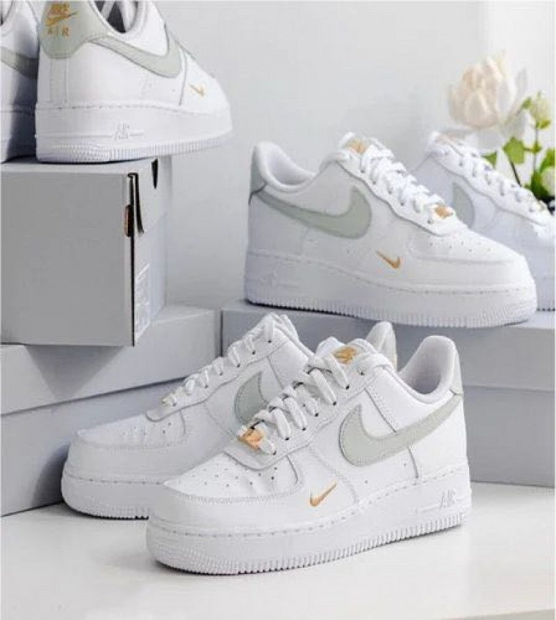 Nik.e Airforce 1 Low Mini Swoosh White Grey Gold