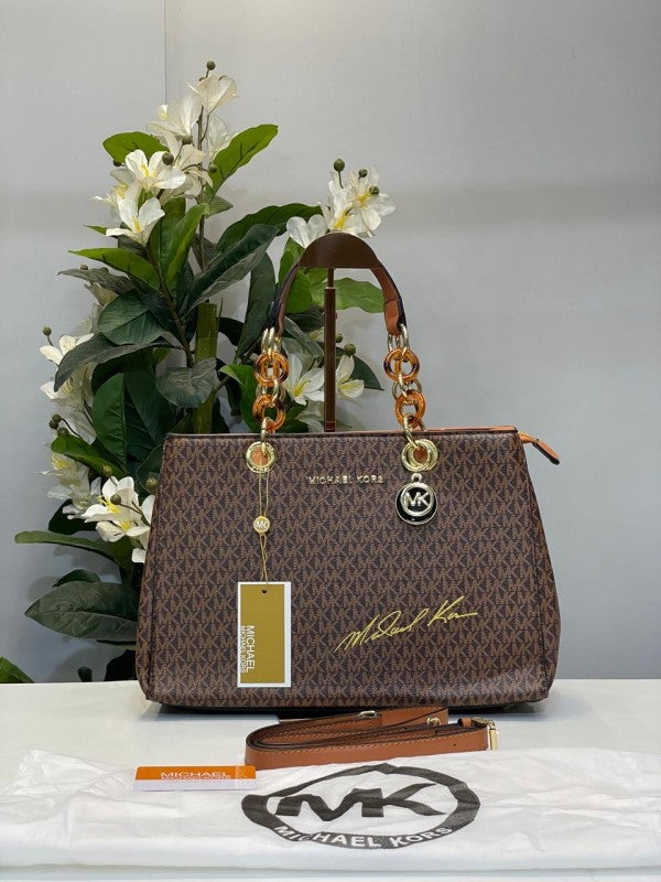 Michael  Kors Cynthia Signature Bag With Dust Bag (5340 Coffee Brown)